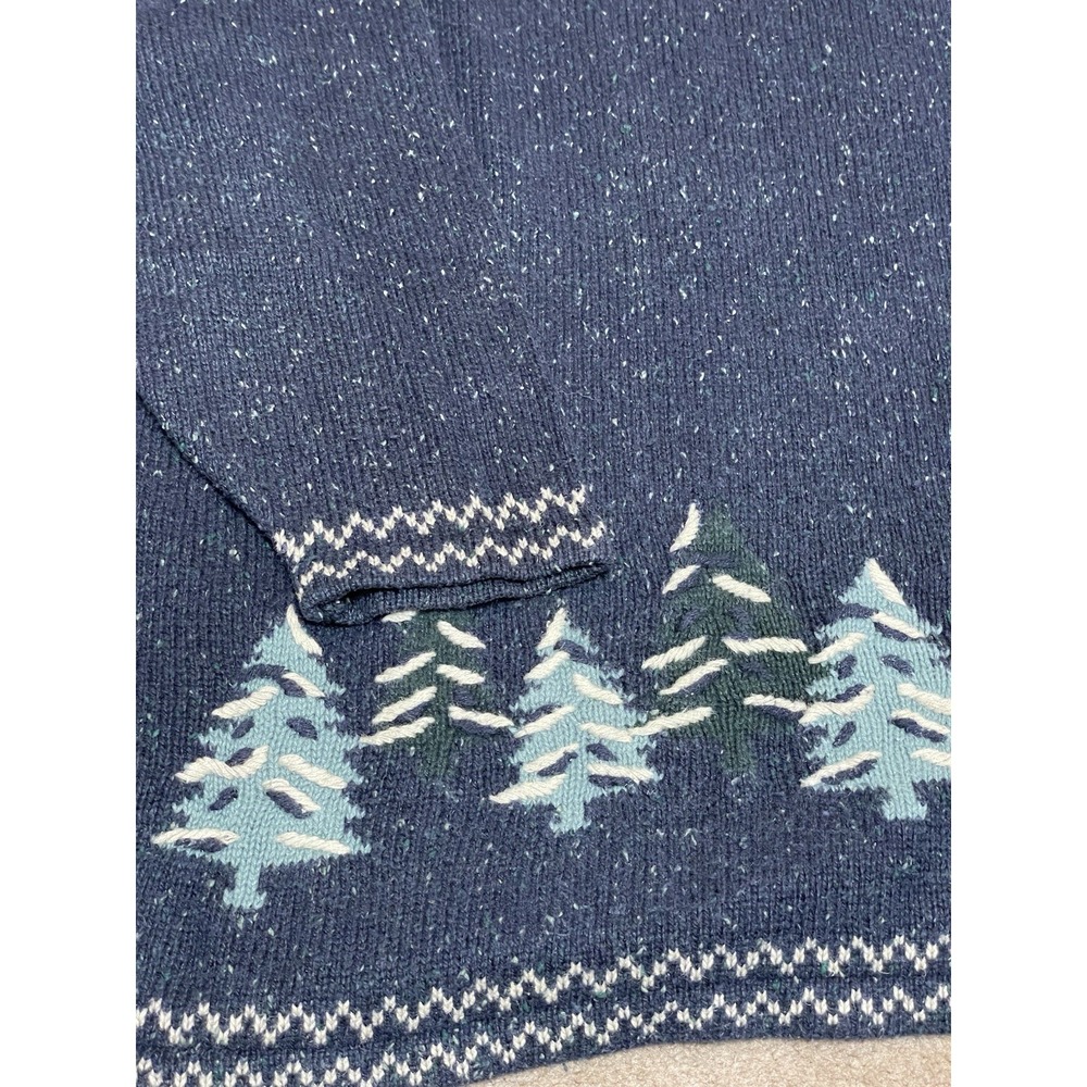 Vintage Christopher & Banks Sweater Zip 3xl Women's Blue Cabin Pine Tree Snow - Picture 6 of 7